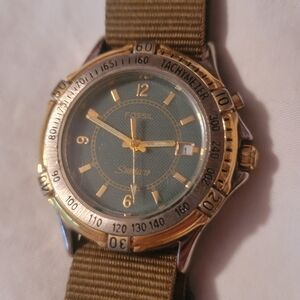 Fossil 1994 Starmaster LU-2530 Vintage Men's Watch Green Gold‎ New Battery